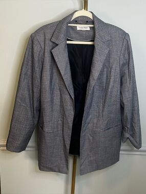 Calvin Klein Blue Plaid Blazer Size 16W